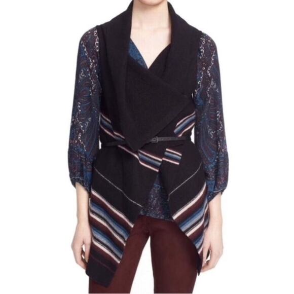 Joie Ligiere wool striped long drape vest - Picture 1 of 11